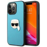 Karl Lagerfeld KLHCP13XPKMB iPhone 13 Pro Max 6,7" niebieski/blue hardcase Leather Ikonik Karl`s Head Metal