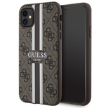 Guess GUHMN61P4RPSW iPhone 11 / Xr brown/brown hardcase 4G Printed Stripes MagSafe