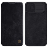 Nillkin Qin Leather Pro Case etui iPhone 14 osłona na aparat kabura pokrowiec obudowa z klapką czarny