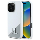 Karl Lagerfeld Silicone Shadow Metal Initial MagSafe iPhone 16 Pro Case - White