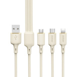 Dudao L7SE 3in1 Kabel USB-A - USB-C / Lightning / Micro USB 66W 1,2m - Beige