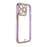 Fashion Case etui do iPhone 12 Pro żelowy pokrowiec ze złotą ramką fioletowy