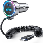 Joyroom 3-in-1-Schnellladegerät fürs Auto mit USB-Typ-C-Kabel, 1,6 m, 60 W, Schwarz (JR-CL07)