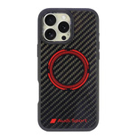 Audi Carbon Fiber Sport Red Circle MagSafe Case für iPhone 16 Pro Max 6,9&quot; - Schwarz