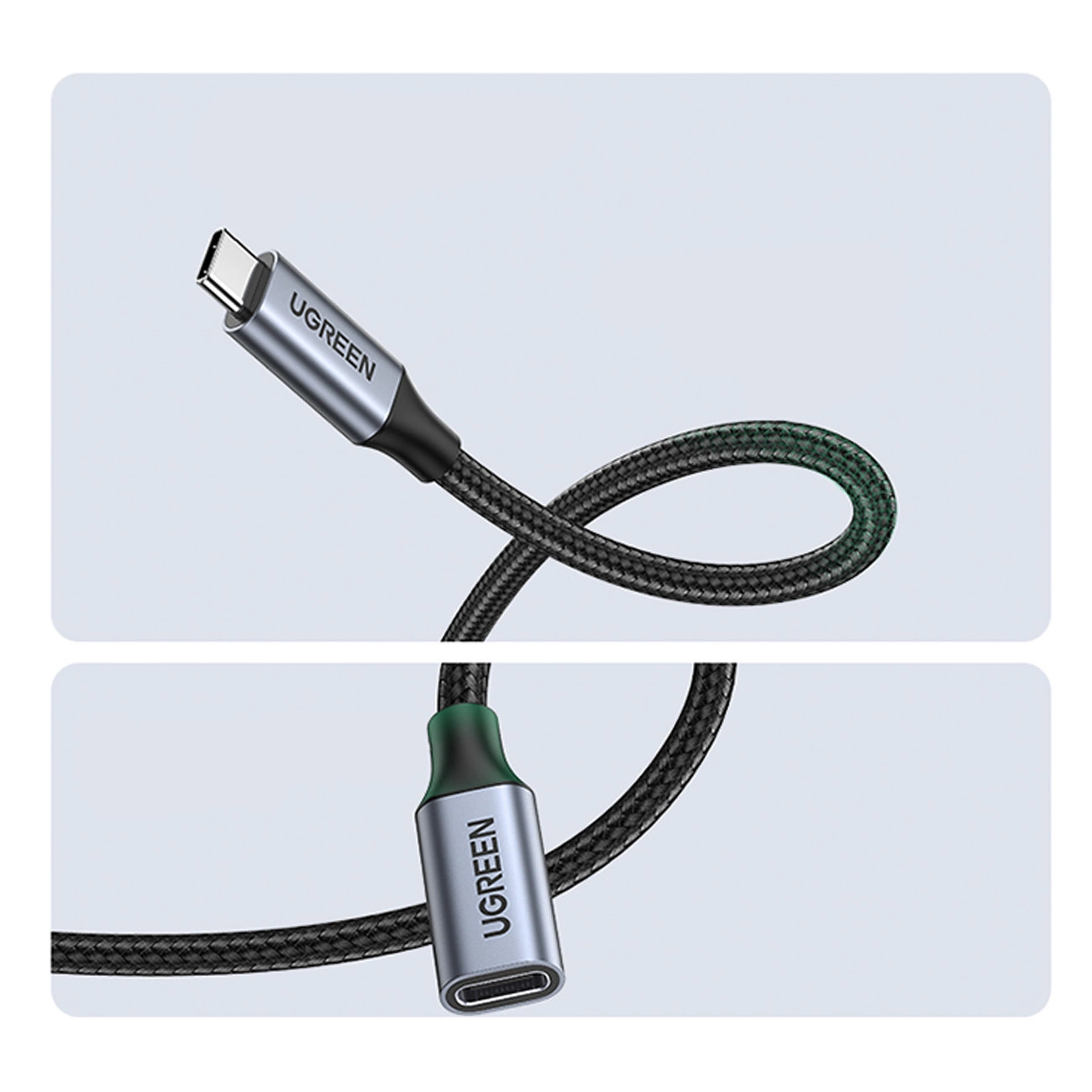 Graphic showing the reinforced braid on the Ugreen US372 30205 cable