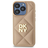 DKNY Quilted Stack Logo iPhone 14 Pro Max Case - Beige