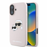 Karl Lagerfeld Silicone Nauble Heads Print MagSafe Case for iPhone 16 - Pink