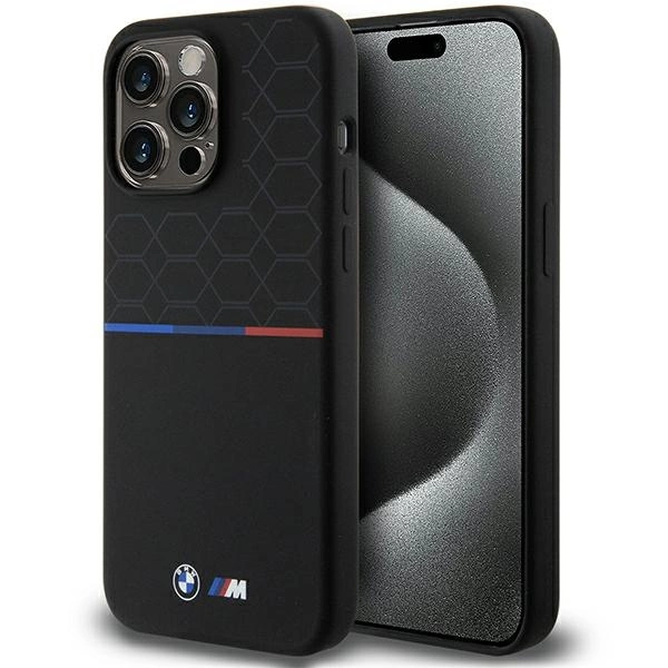 BMW M Silicone Pattern MagSafe case for iPhone 15 Pro Max - black 