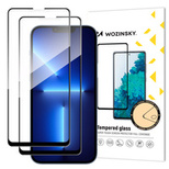 Wozinsky 2er-Set extrem haltbare, vollflächig verklebte Displayschutzfolien aus gehärtetem Glas mit Rahmen, kompatibel mit Hüllen für iPhone 17e/16e, iPhone 14, iPhone 13 Pro/iPhone 13, Schwarz