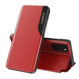 Eco Leather View Case, elegante Hülle mit Klappe und Standfunktion für Samsung Galaxy A53, rot