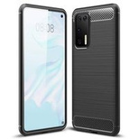 Carbon Case flexible Hülle für Huawei P40 schwarz