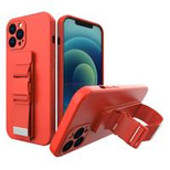 Rope case żelowe etui ze smyczą łańcuszkiem torebka smycz iPhone XS / iPhone X czerwony