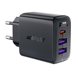 Acefast A57 PD 35W GaN-Ladegerät 2 x USB-A + USB-C mit 3 Anschlüssen – Schwarz