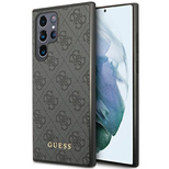 Guess GUHCS23LG4GFGR S23 Ultra S918 Grau/Grau Hardcase 4G Metal Gold Logo