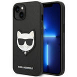 Karl Lagerfeld Saffiano Choupette Head Patch Case for iPhone 14 Plus - Black