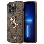 Guess 4G Big Metal Logo Case for iPhone 14 Pro - Brown