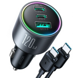 Joyroom JR-CCN07 145W Car Charger 2xUSB-C USB-A + 100W USB-C Cable - Dark Gray
