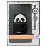 Nimmy Big Eyed Pet 2.0 Panda 2-in-1 Notizbuch + Stift-Set, Schwarz