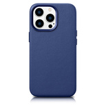 iCarer Case Leather Cover Echtleder Case für iPhone 14 Pro Max blau (WMI14220708-BU) (MagSafe kompatibel)