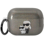 Karl Lagerfeld KLAP2HNKCTGK Airpods Pro 2 Hülle schwarz/schwarz Gliter Karl&amp;Choupette