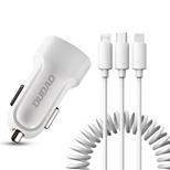 Dudao set car charger 2x USB 2.4A + cable USB cable 3in1 Lightning / Type C / micro USB white (R7 white)