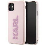 Etui Karl Lagerfeld 3D Rubber Glitter Logo na iPhone 11 / Xr - różowe