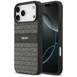 DKNY Hülle mit sich wiederholendem Texturmuster und Ton-in-Ton-Streifen für iPhone 17 Pro Max – Schwarz