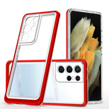 Clear 3in1 Case for Samsung Galaxy S22 Ultra Frame Gel Cover Red