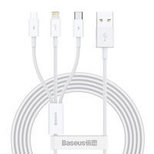 Baseus Superior 3in1 cable USB - Lightning / USB Type C / micro USB 3.5 A 1.5 m White (CAMLTYS-02)