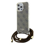 Guess Crossbody Cord 4G Print case for iPhone 15 Pro - brown