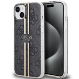 Guess IML 4G Gold Stripe Hülle für iPhone 15/14/13 – Schwarz