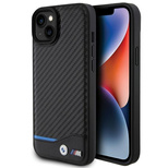 BMW Leder-Carbon-Hülle für iPhone 15 Plus – Schwarz