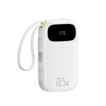 Baseus EnerFill FC31 10000mAh 22,5W Powerbank mit Digitalanzeige und 2 integrierten Kabeln – Weiß