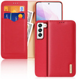 Dux Ducis Hivo Leather Flip Cover Genuine Leather Wallet For Cards And Documents Samsung Galaxy S22 Red