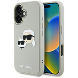 Karl Lagerfeld HC 3D Rubber Double Heads iPhone 16 Case - Beige