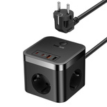 Baseus PowerCombo Cube 30W Power Strip 3xAC 2xUSB-A 2xUSB-C 1.5m - Black