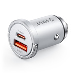Ładowarka samochodowa Orico MiniRing Pro 45W USB-A + USB-C - srebrna