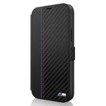 Etui BMW BMFLBKP12SMCARBK iPhone 12 mini 5,4" czarny/black book M Collection PU Carbon Stripe