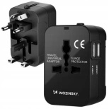 Wozinsky WUTWC Travel Adapter Universal 24W EU / US / AUS / UK / 2x USB-A - Black