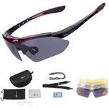 Rockbros 10001 Polarisierte Radsportbrille - Schwarz und Rot