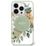 Guess IML Flower &amp; Tonal Circle MagSafe Hülle für iPhone 16 Pro – Grün