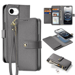 Dux Ducis Lawa Leather Case for iPhone 16e / 17e with Detachable Magnetic Wallet - Gray