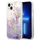 Ratet Guess , GUHCP14MLFLSU iPhone 14 Plus 6,7 &quot;violett / lila Hardcase Flower Liquid Glitter