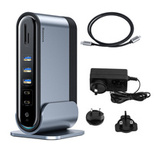 HUB Baseus CAHUB-DG0G 3x USB 3.2 Gen 1 / 2x USB-A / 2x USB-C / SD card reader, micro SD / AUX / 3x HDMI / RJ45 PD 100W (EU / CN / UK plugs) - gray