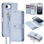 Dux Ducis Lawa Leather Case for iPhone 16e / 17e with Detachable Magnetic Wallet - Blue