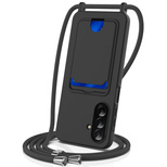 Samsung Galaxy A37 5G TPU-Hülle mit Kartenhalter und Umhängeband – Schwarz