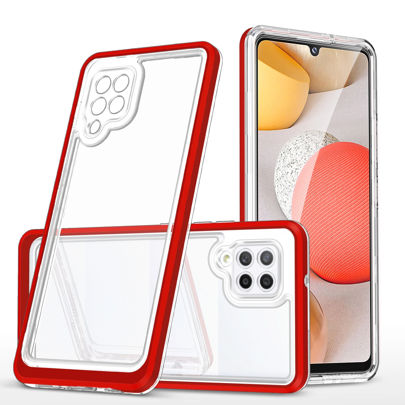 Clear 3in1 Case for Samsung Galaxy A42 5G Frame Gel Cover Red - B2B  wholesaler.hurtel.com