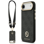 Guess 4G Strass Logo &amp; Big Strap Metal Buttons MagSafe Case für iPhone Air - Schwarz