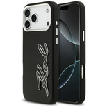 Karl Lagerfeld FW Grained Signature Logo Case für iPhone 17 Pro Max - Schwarz