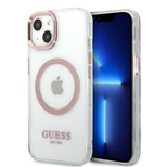 Guess Metal Outline MagSafe case for iPhone 13 - pink